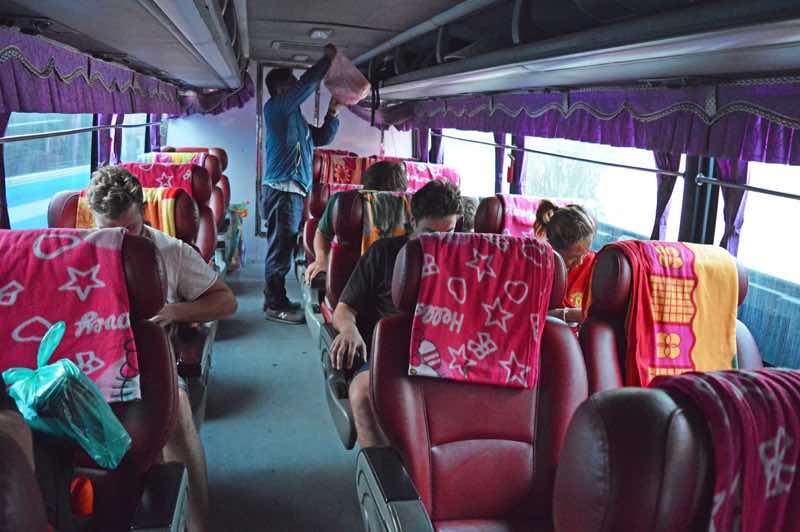 Inside of the Night Bus from Luang Prabang to Chiang Rai