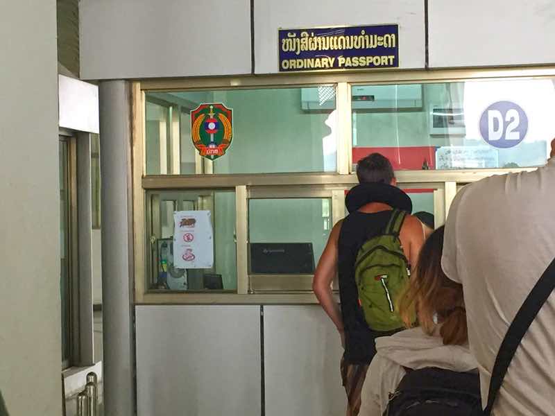 Passport Border Control - Night Bus from Laos to Thailand (Laos Side)